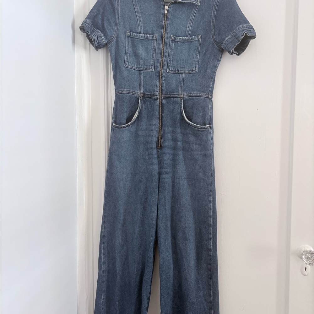 Reformation Medium Blue Denim Zip-Front Jacket